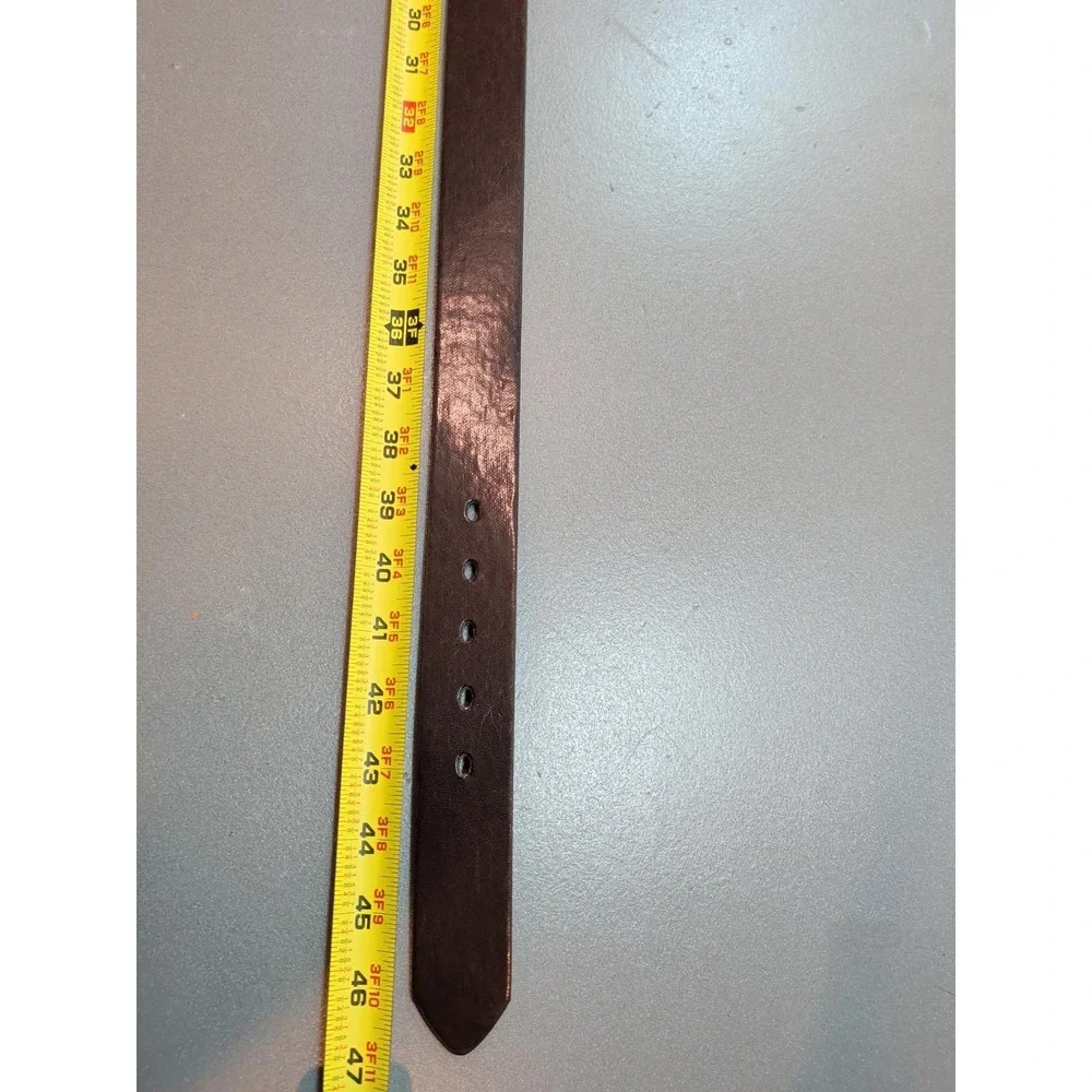 Barbados Leather Mens Brown Genuine Leather Belt Silver Buckle 38-40 Model 2046